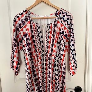 Peach Love orange/navy dress